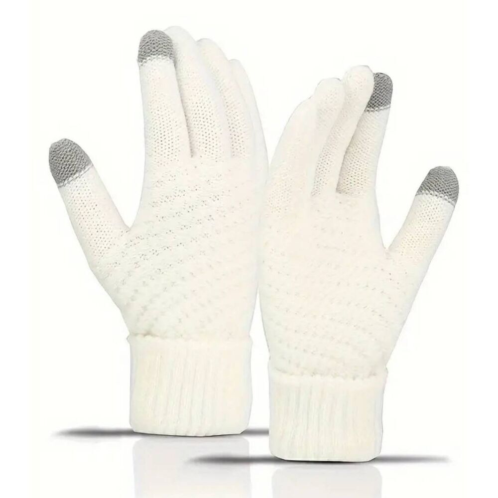 Ladies Fashionable Stylish White Knit Gloves